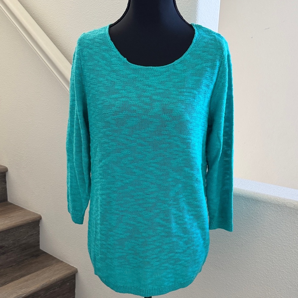 NWOT Old Navy Turquoise / Green Scoop Neck 3/4 Sleeve Sweater.